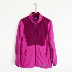Lands End Small Pink Grid Waffle‎ Fleece Full Zip Jackef